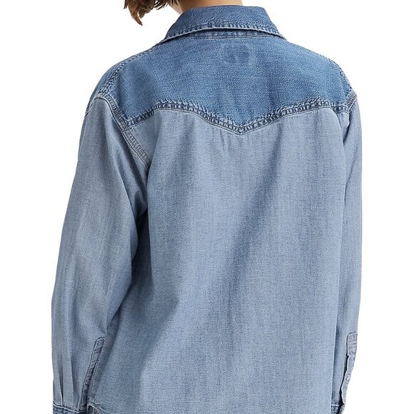 Levi's 2-Tone 100% Cotton Western Denim Pearl Snap Relaxed Button Down - Picture 2 of 16